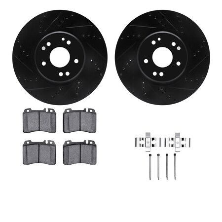 Dynamic Friction Co 8512-63038, Rotors-Drilled and Slotted-Black w/ 5000 Advanced Brake Pads incl. Hardware, Zinc Coated 8512-63038